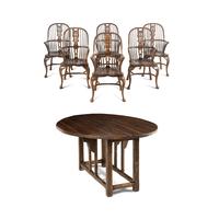 An Assembled English Oak Dining Set