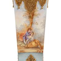 A Pair of Marble, Sèvres Style Porcelain and Gilt Metal Pedestals