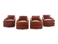 A Set of Four Mohair Velvet Upholstered Club Chairs