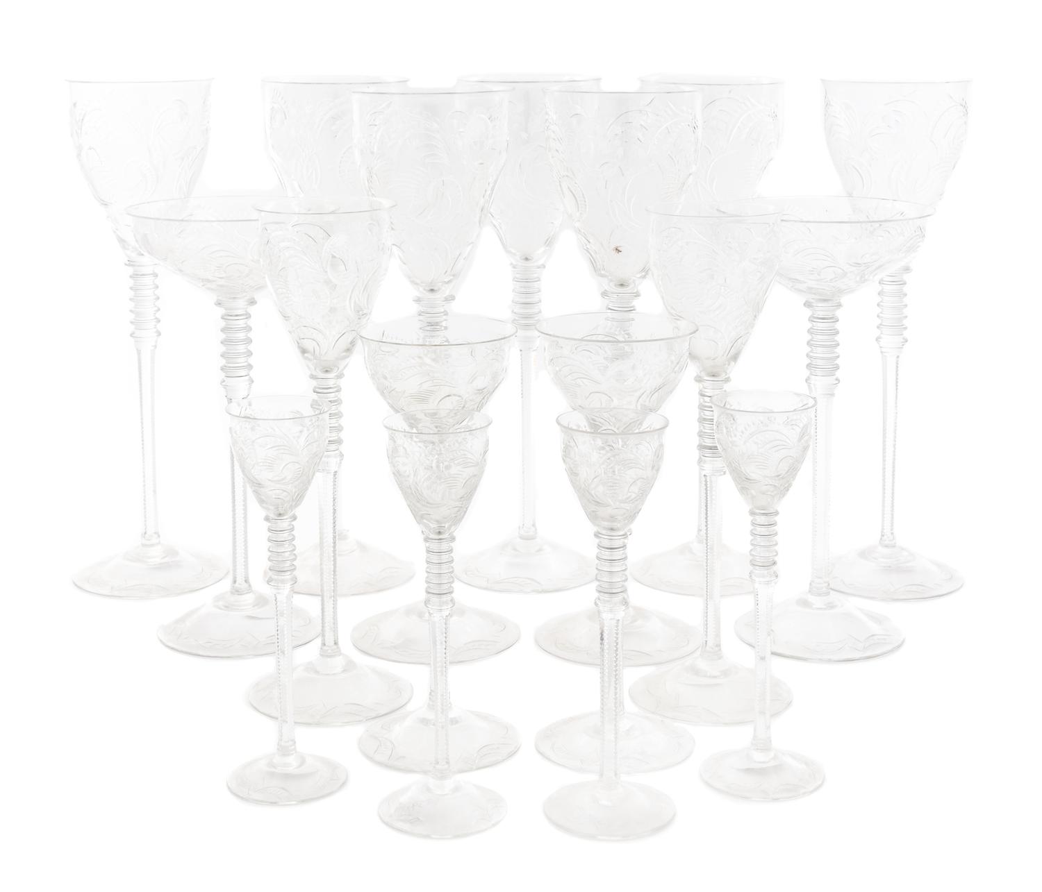 A Cut Glass Stemware Service Height of wine stems 12 inches.