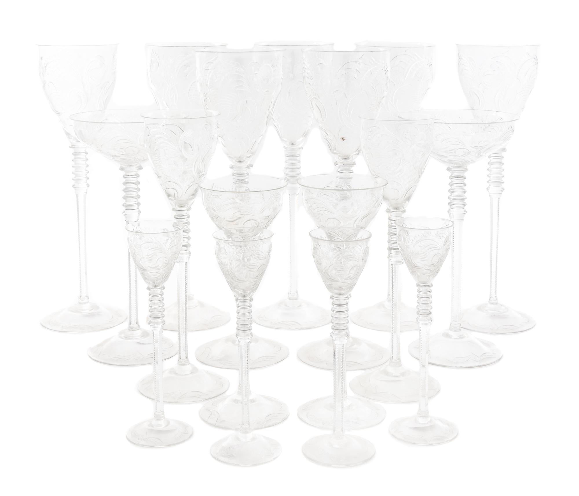 A Cut Glass Stemware Service Height of wine stems 12 inches.
