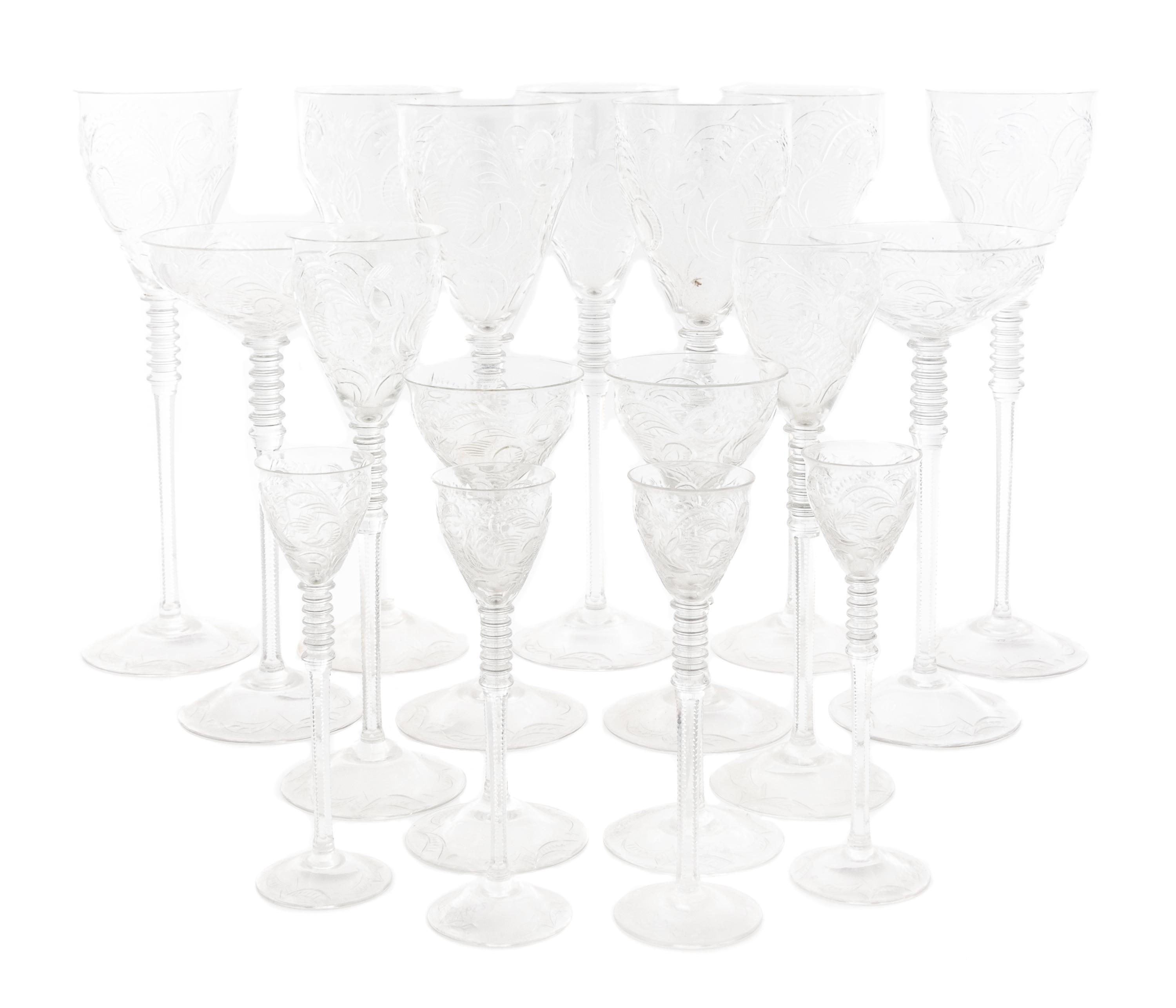 A Cut Glass Stemware Service Height of wine stems 12 inches.