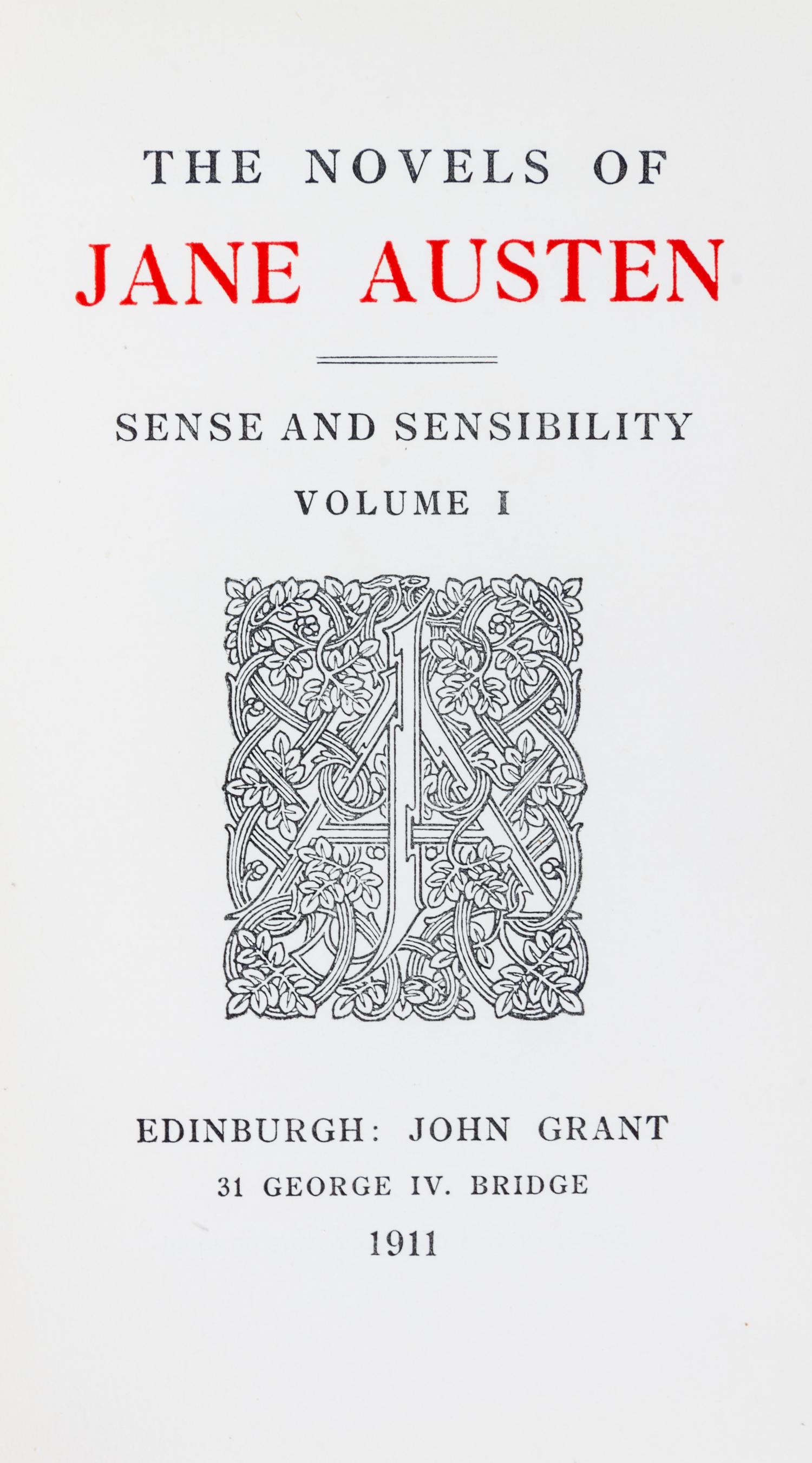 AUSTEN, JANE. The Novels. Edinburgh, 1911. 12 vols.