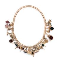 CONVERTIBLE YELLOW GOLD AND FOB CHARM NECKLACE/BRACELET