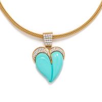 YELLOW GOLD, TURQUOISE AND DIAMOND SET