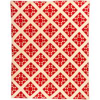 A Red and White Diamond Cross Quilt