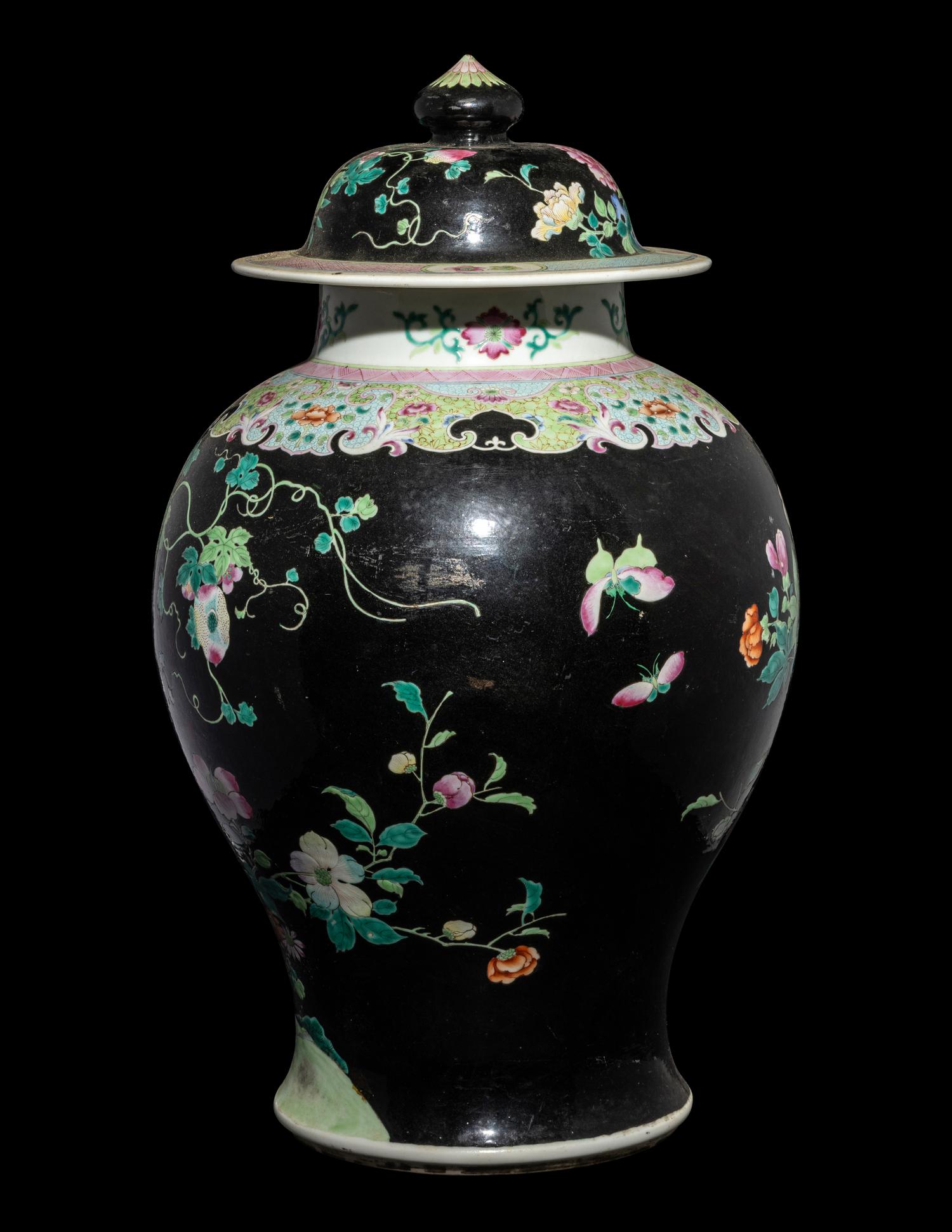 A Chinese Famille Noire Porcelain Covered Jar