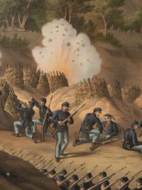 A group of 3 Kurz & Allison lithograph prints depicting battles of the American Civil War, comprising: