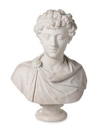 A Continental Carved Marble Bust of Young Marcus Aurelius