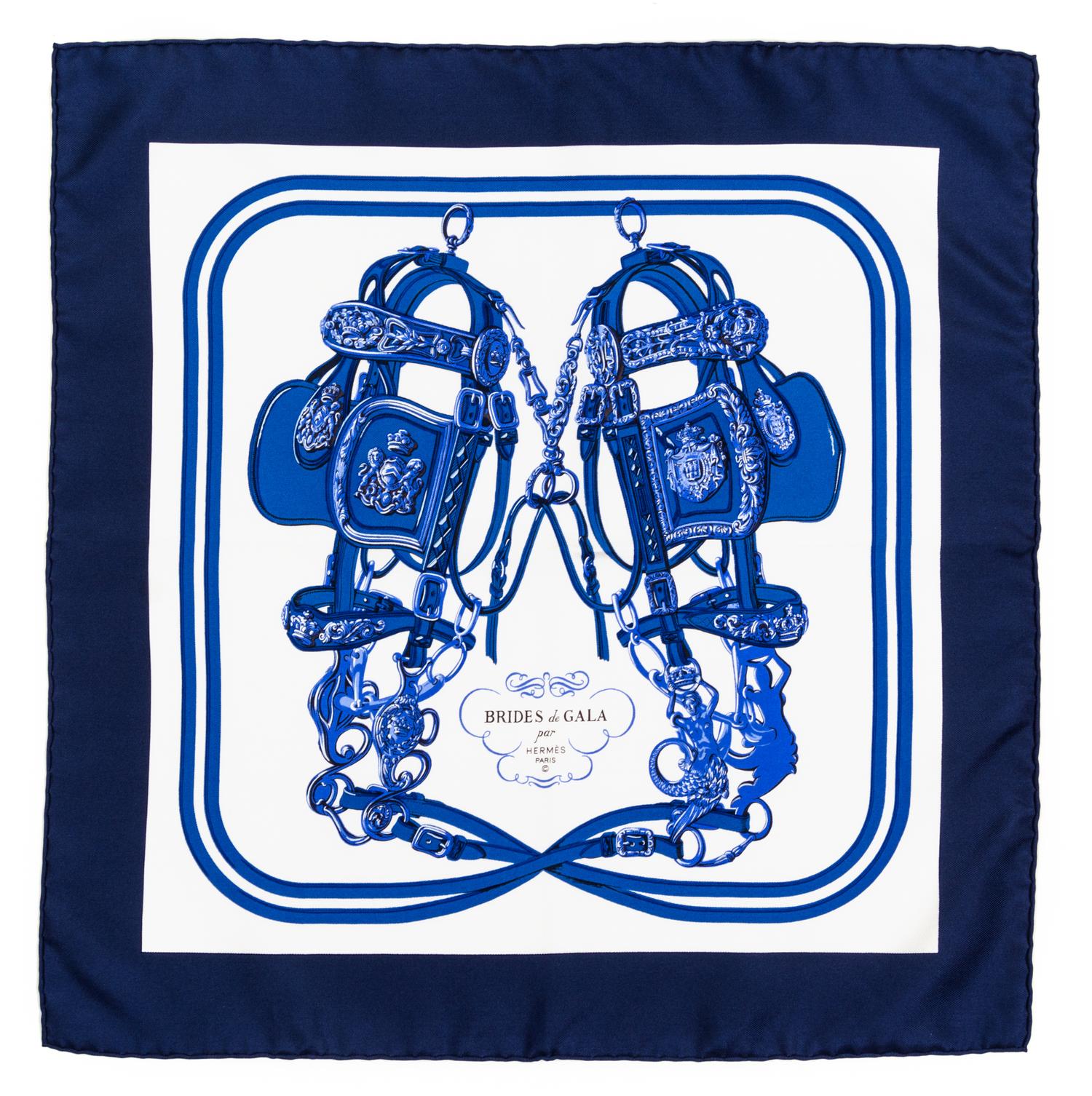 A Pair of Hermes Silk Pocket Squares, 16" x 16".
