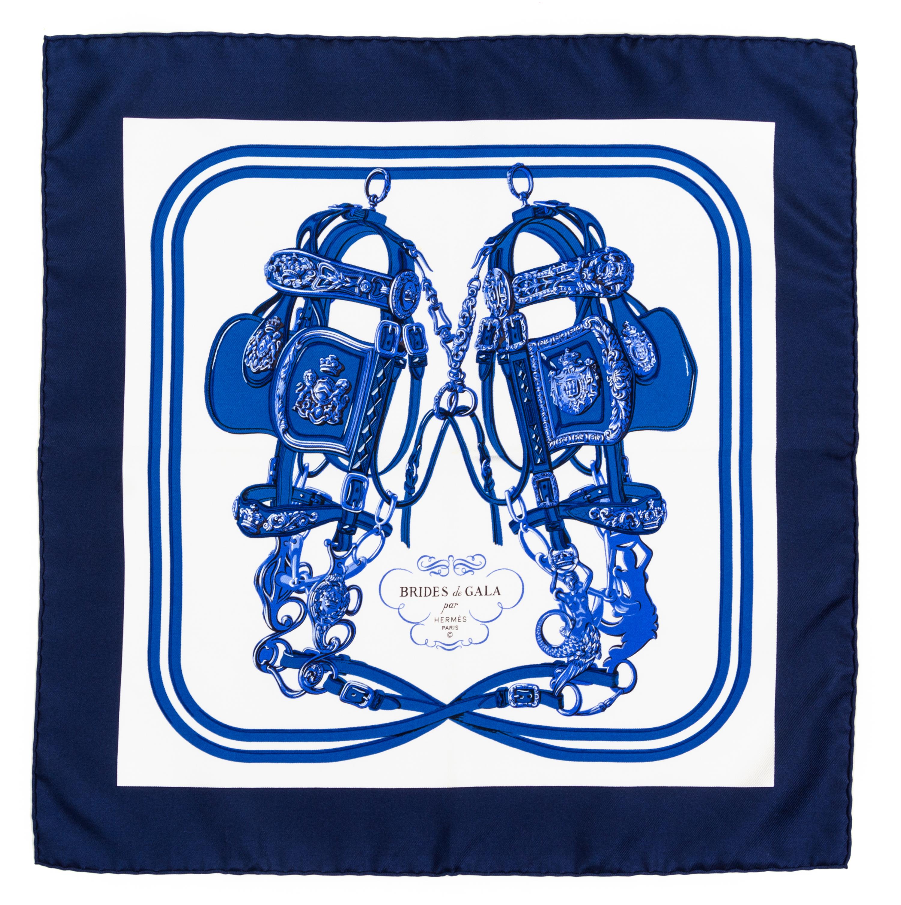 A Pair of Hermes Silk Pocket Squares, 16" x 16".