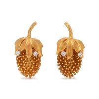 CARL D. LINDSTROM, YELLOW GOLD AND DIAMOND EARCLIPS