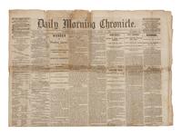 [LINCOLN ASSASSINATION]. Daily Morning Chronicle . Vol. III, Number 140. Washington, [D.C.], Saturday Morning, April 15, 1865.