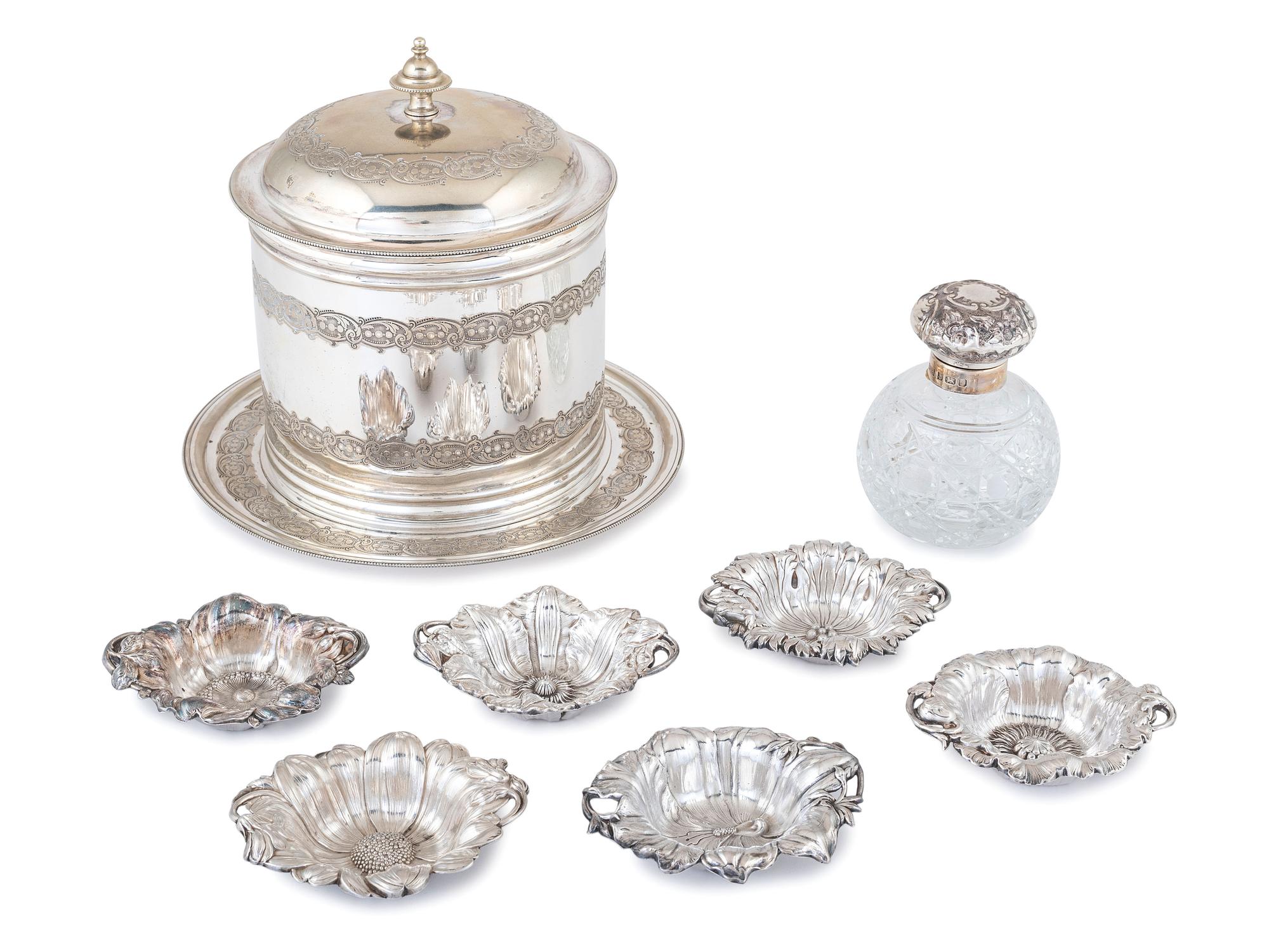 Six American Silver Nut Dishes