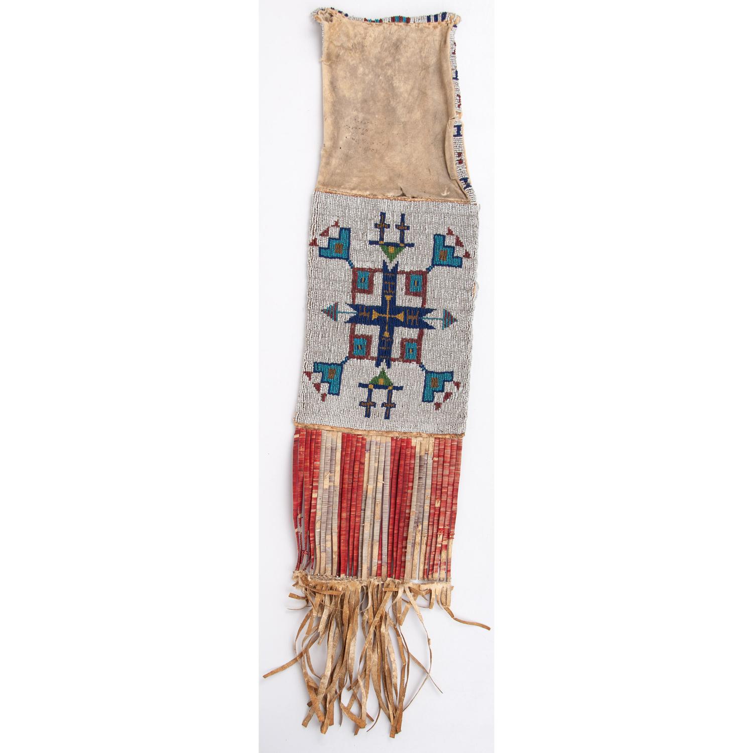 Sioux Beaded Hide Tobacco Bag, with Inscription