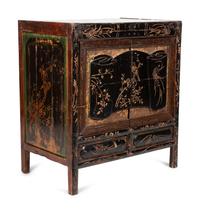 A Chinese Export Cabinet with Carved Lacquer Decoration