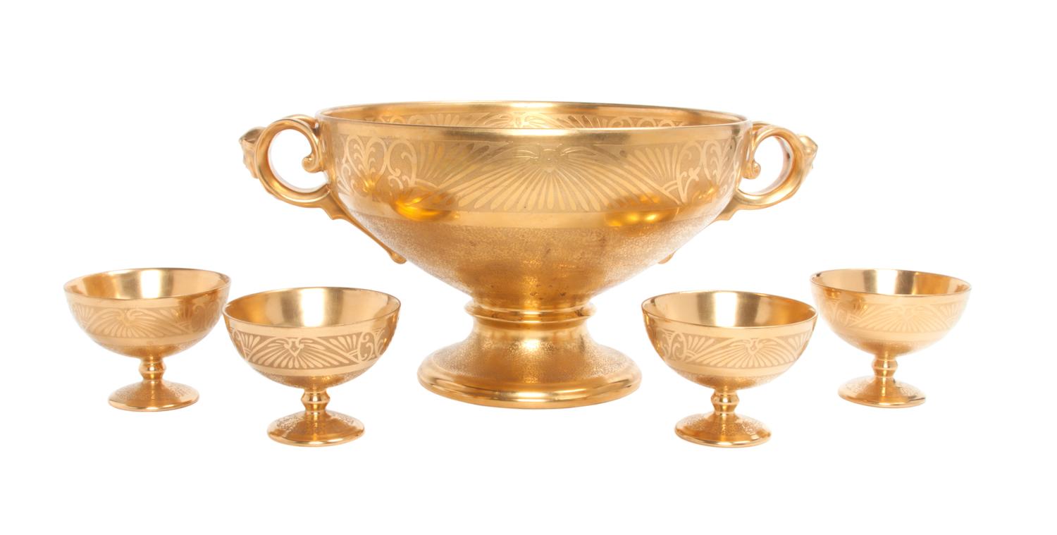 A Pickard Punchbowl Set Diameter of bowl: 10 1/8 inches.