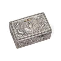 A German Engraved Silver Singing Bird Automaton Box