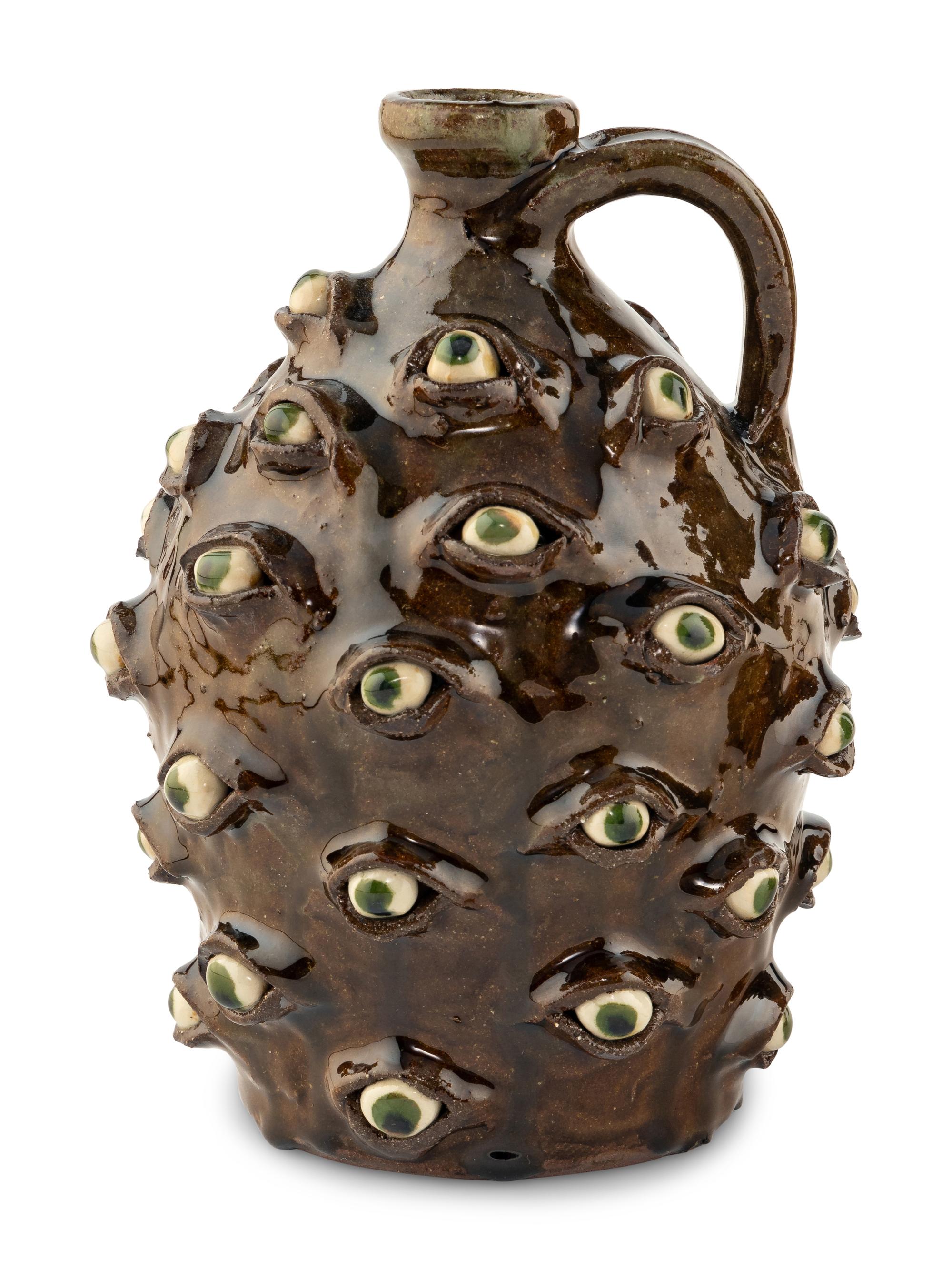 Two Marvin Bailey (South Carolina, 20th Century) Stoneware "Eye" Jugs
