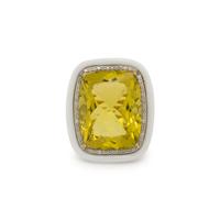LIME QUARTZ, DIAMOND, AND HARDSTONE RING
