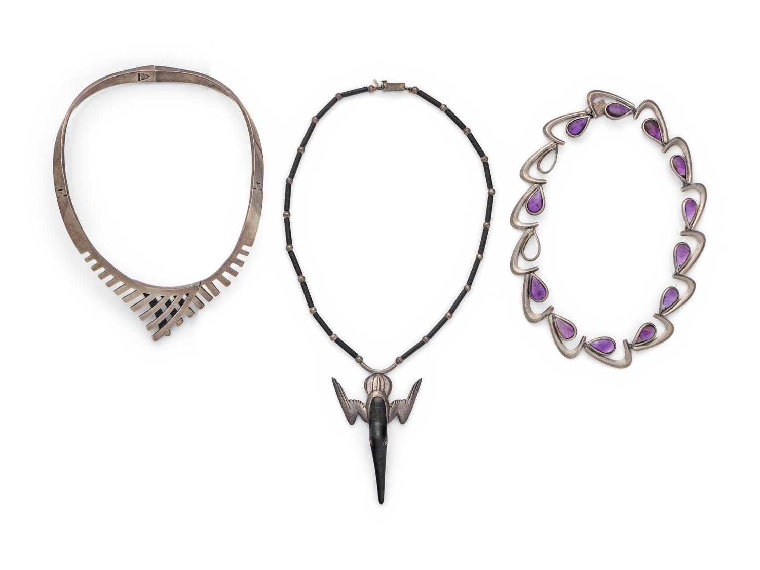 COLLECTION OF STERLING SILVER AND AMETHYST JEWELRY
