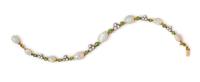 An Edwardian Silver Topped Yellow Gold, Opal, Diamond and Demantoid Garnet Bracelet, 8.10 dwts.