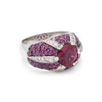 RUBELLITE TOURMALINE, DIAMOND AND PINK SAPPHIRE RING