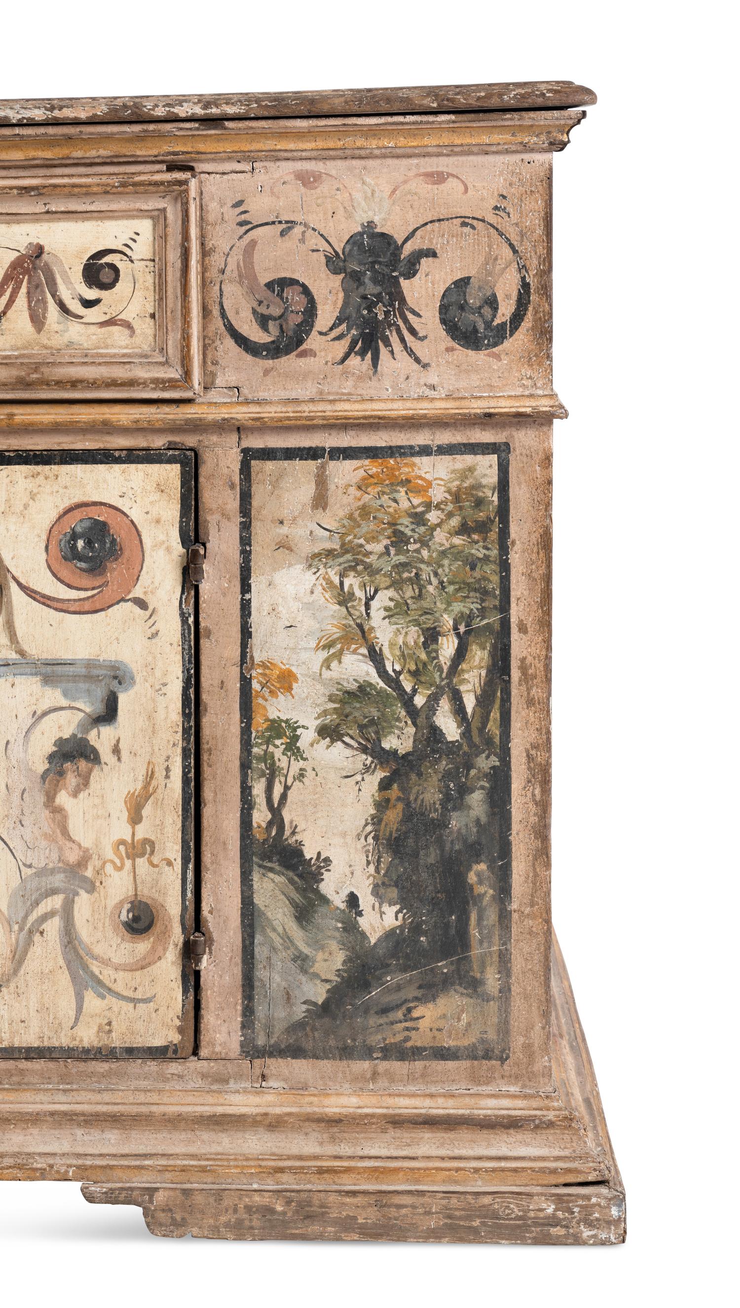 An Italian Painted Oak Console Cabinet