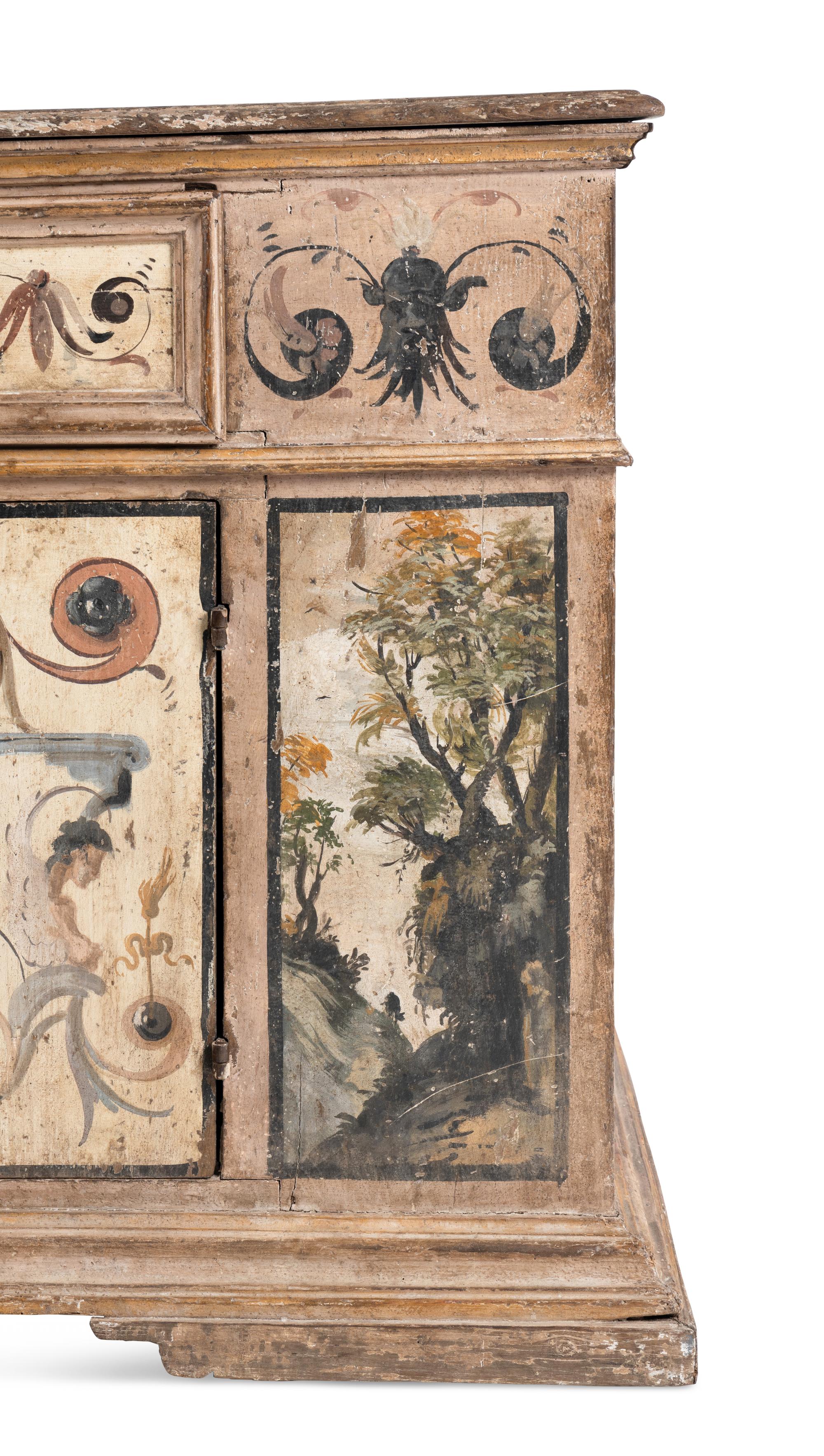 An Italian Painted Oak Console Cabinet