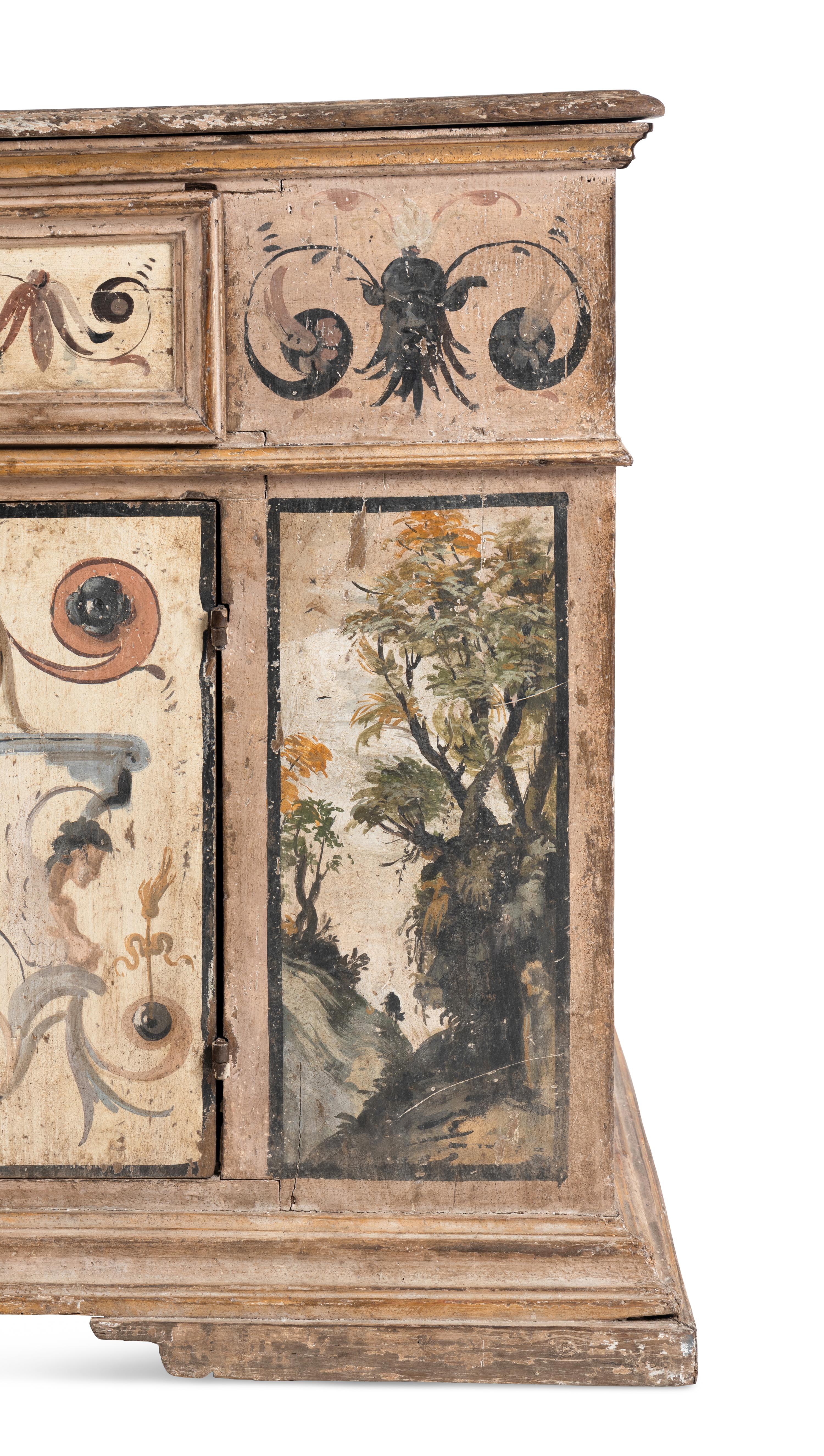 An Italian Painted Oak Console Cabinet