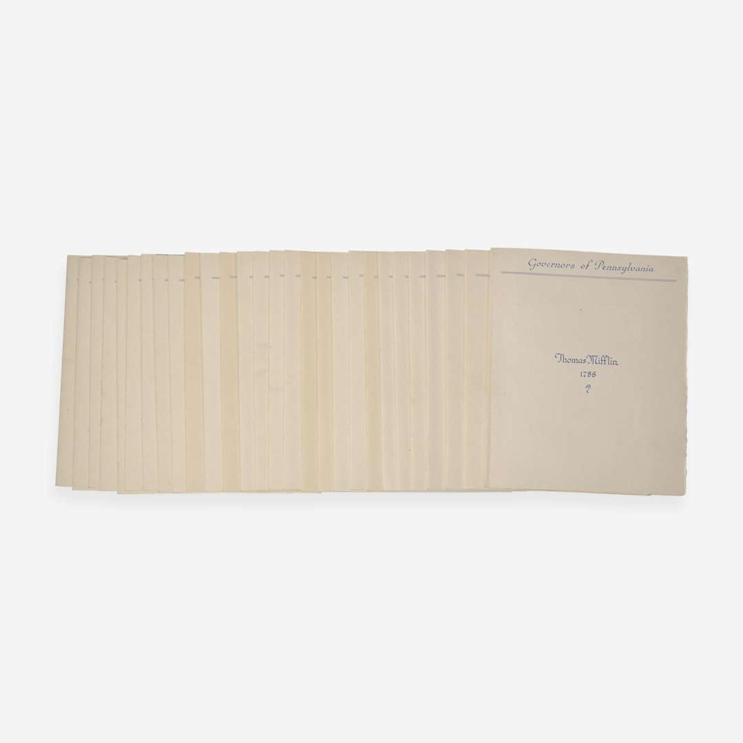 [Philadelphia & Pennsylvania] [Earle, Governor George H., III] Collection of 28 Autographs of Pennsylvania Governors