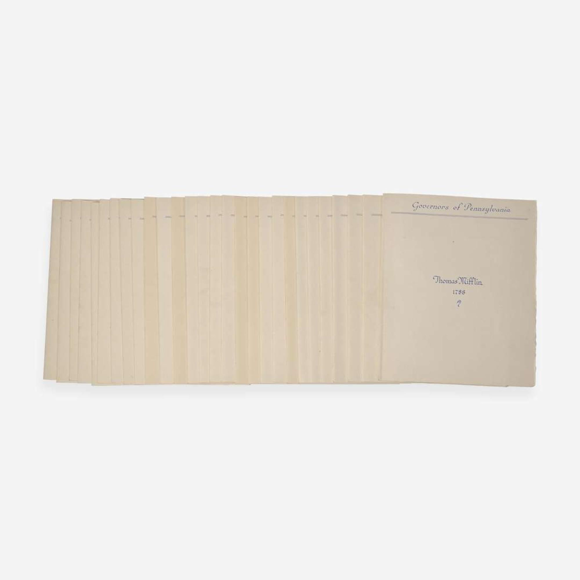 [Philadelphia & Pennsylvania] [Earle, Governor George H., III] Collection of 28 Autographs of Pennsylvania Governors