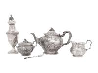 A German Silver Three-Piece Tea Service