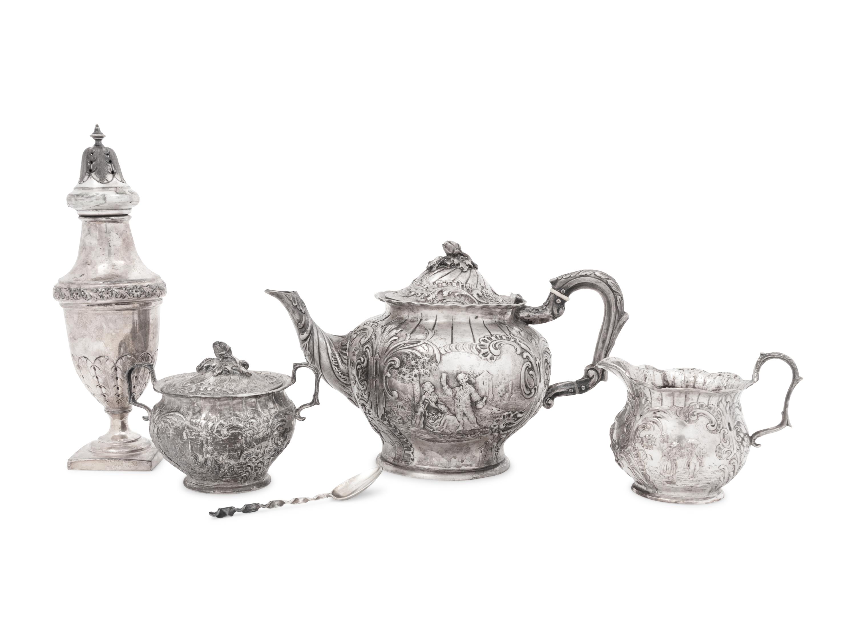 A German Silver Three-Piece Tea Service