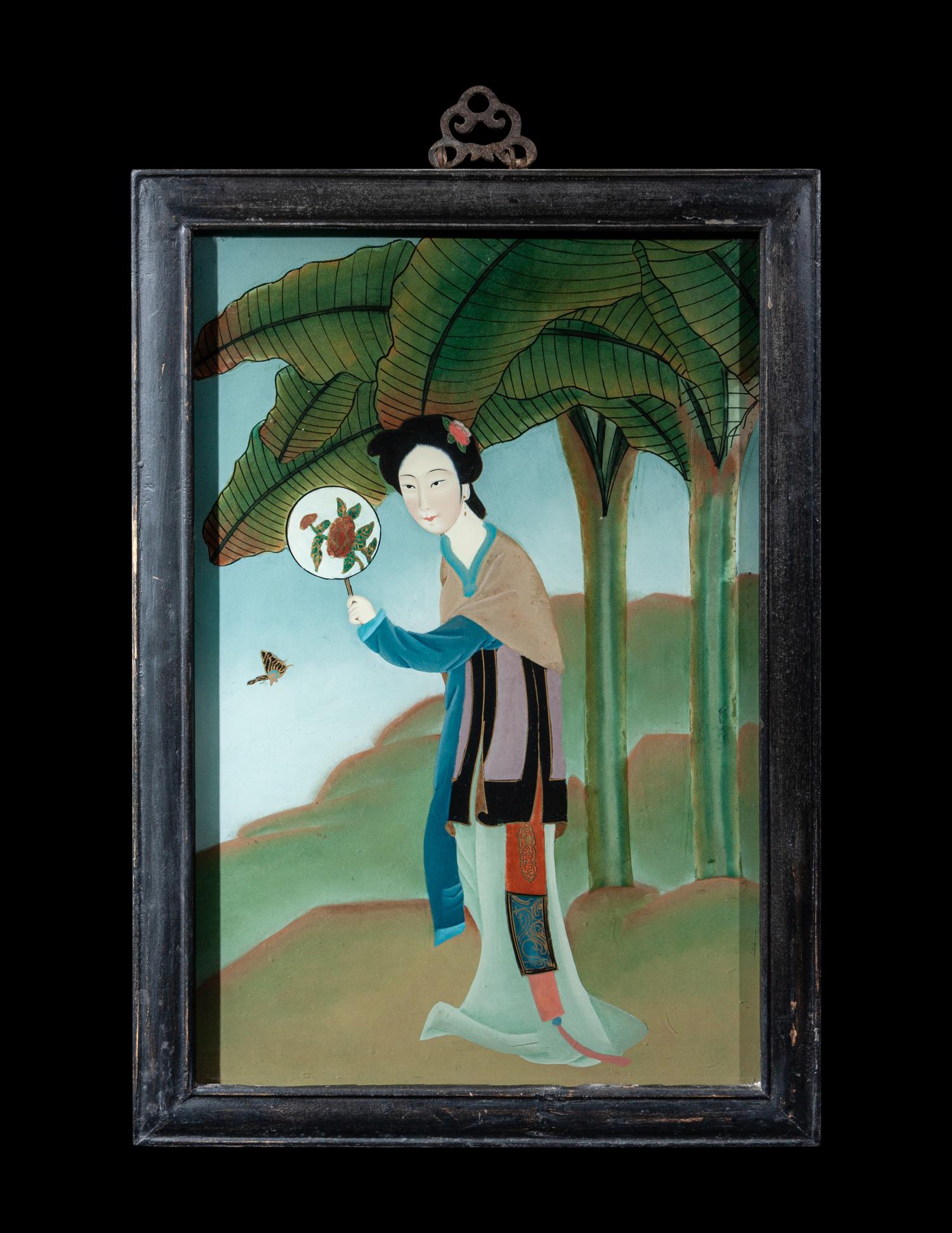 FIve Chinese Reverse Glass Paintings