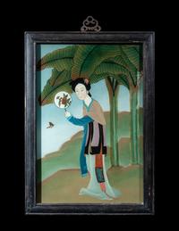 FIve Chinese Reverse Glass Paintings