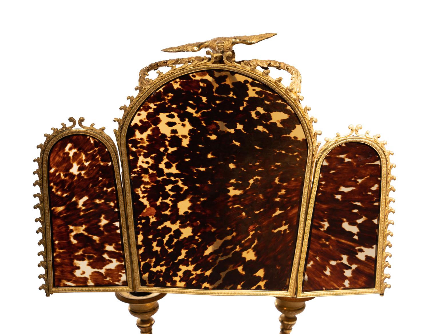 An Empire Gilt Bronze and Tortoiseshell Two-Light Candelabrum à Écran