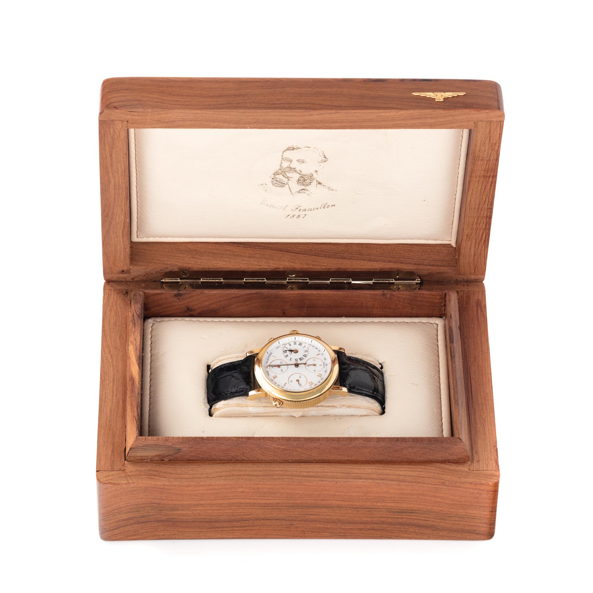 LONGINES, ERNEST FRANCILLON, REF. L4 654 6 NO. 0181 18K YELLOW GOLD SPLIT-SECOND CHRONOGRAPH WATCH