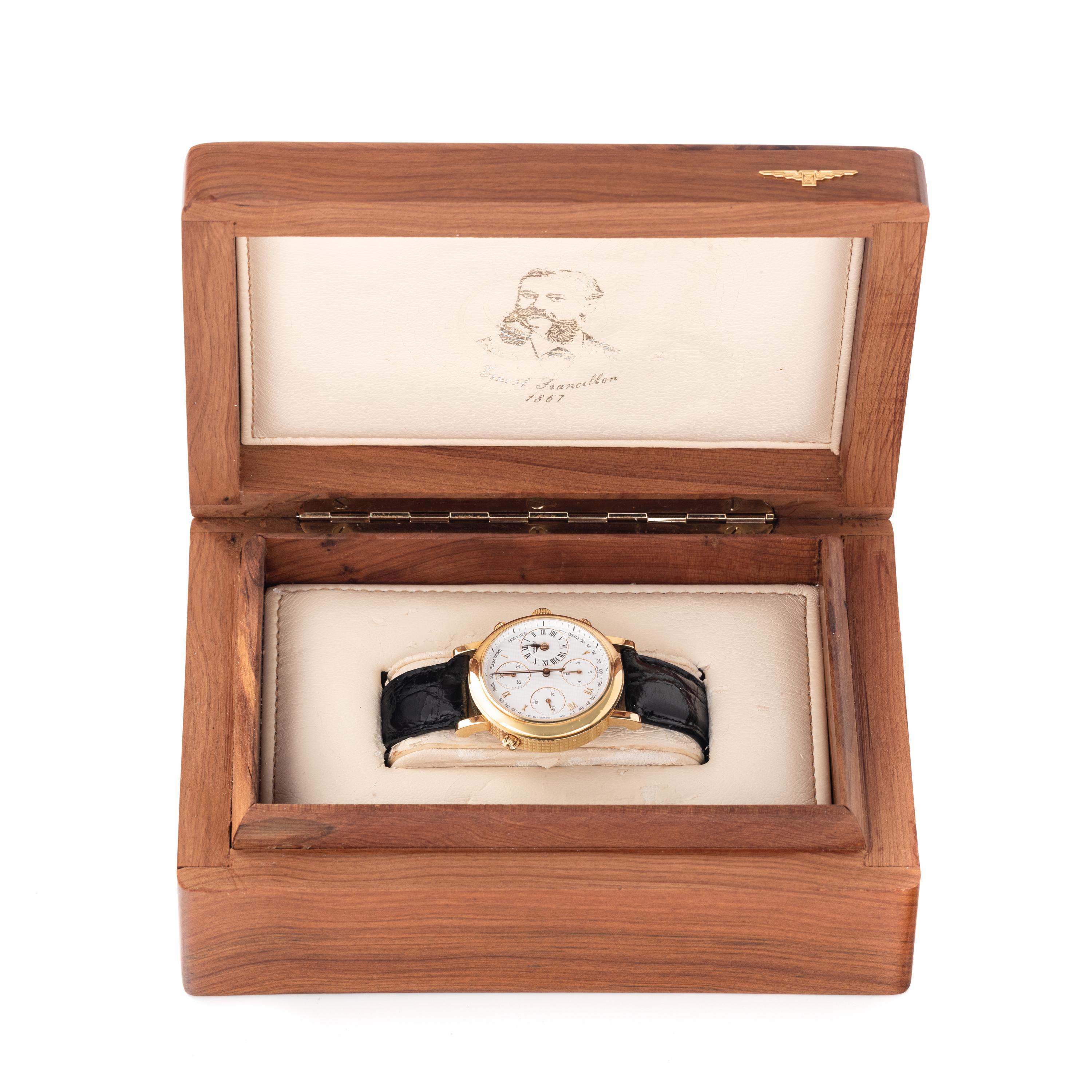 LONGINES, ERNEST FRANCILLON, REF. L4 654 6 NO. 0181 18K YELLOW GOLD SPLIT-SECOND CHRONOGRAPH WATCH