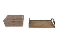 A R&Y Augousti Shagreen Jewelry Box and Tray
