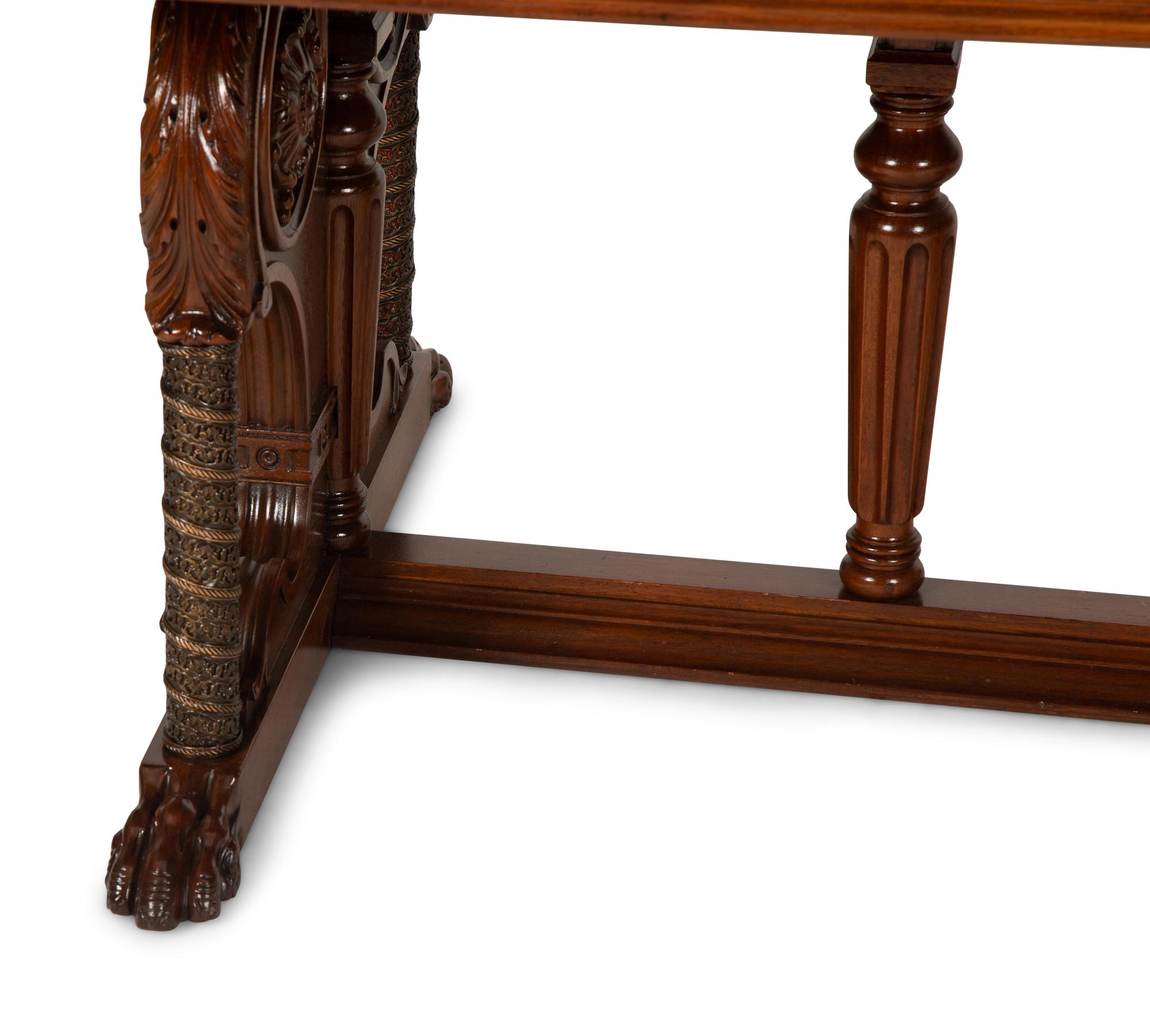 An English Renaissance Revival Carved Mahogany Library Table