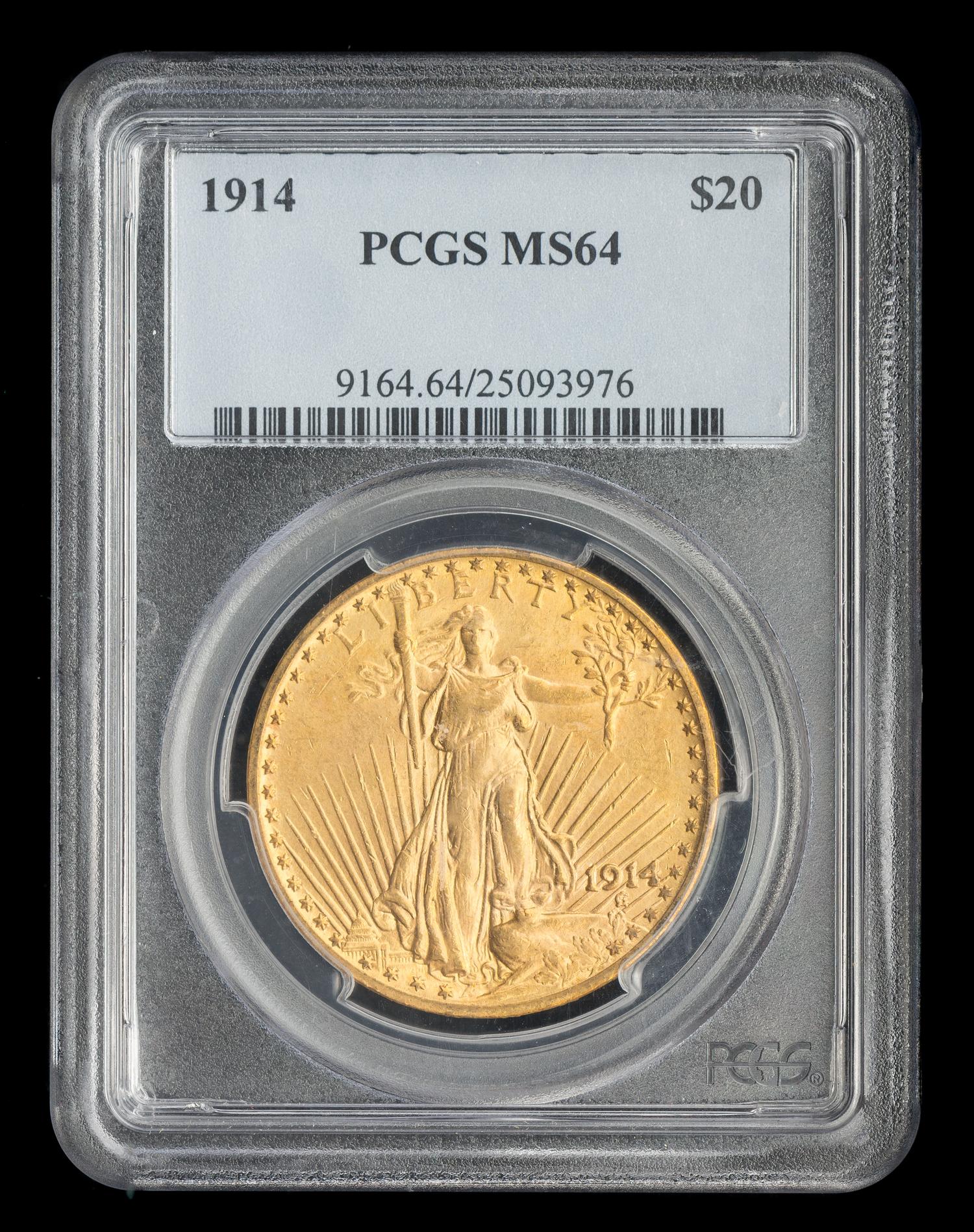 A United States 1914 St. Gaudens $20 Gold Coin