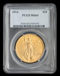 A United States 1914 St. Gaudens $20 Gold Coin