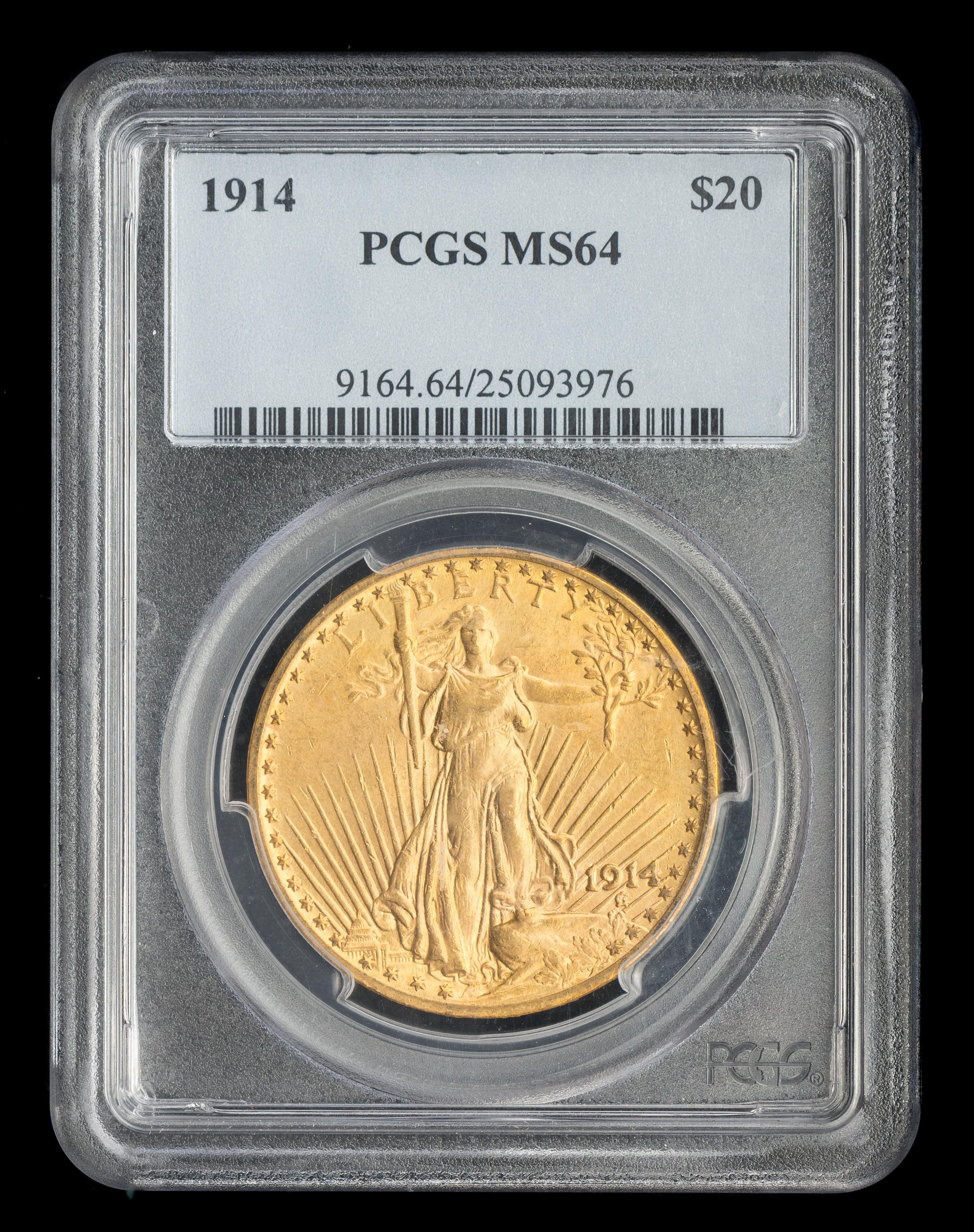 A United States 1914 St. Gaudens $20 Gold Coin