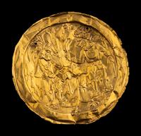 An Aztec or Toltec Gold Embossed Disc