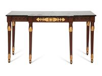 A Louis XVI Style Parcel Gilt Mahogany Marble-Top Console Table