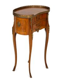 A Louis XV/XVI Transitional Style Gilt Metal Mounted Fruitwood Side Table