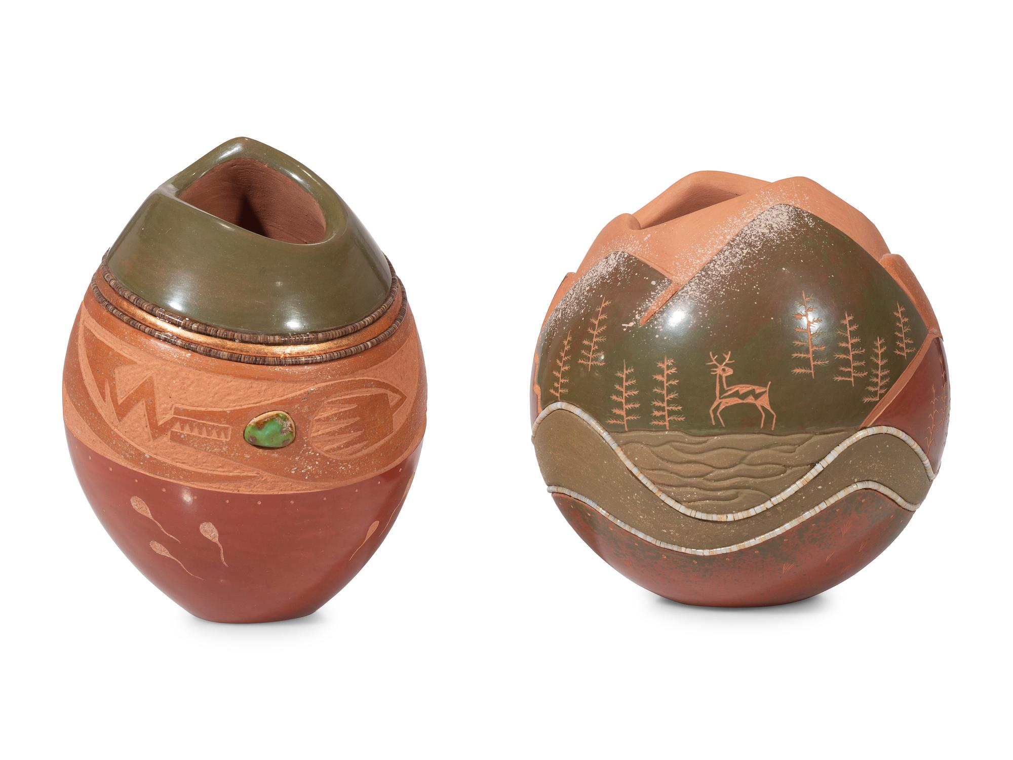 Polychrome Pottery Vases