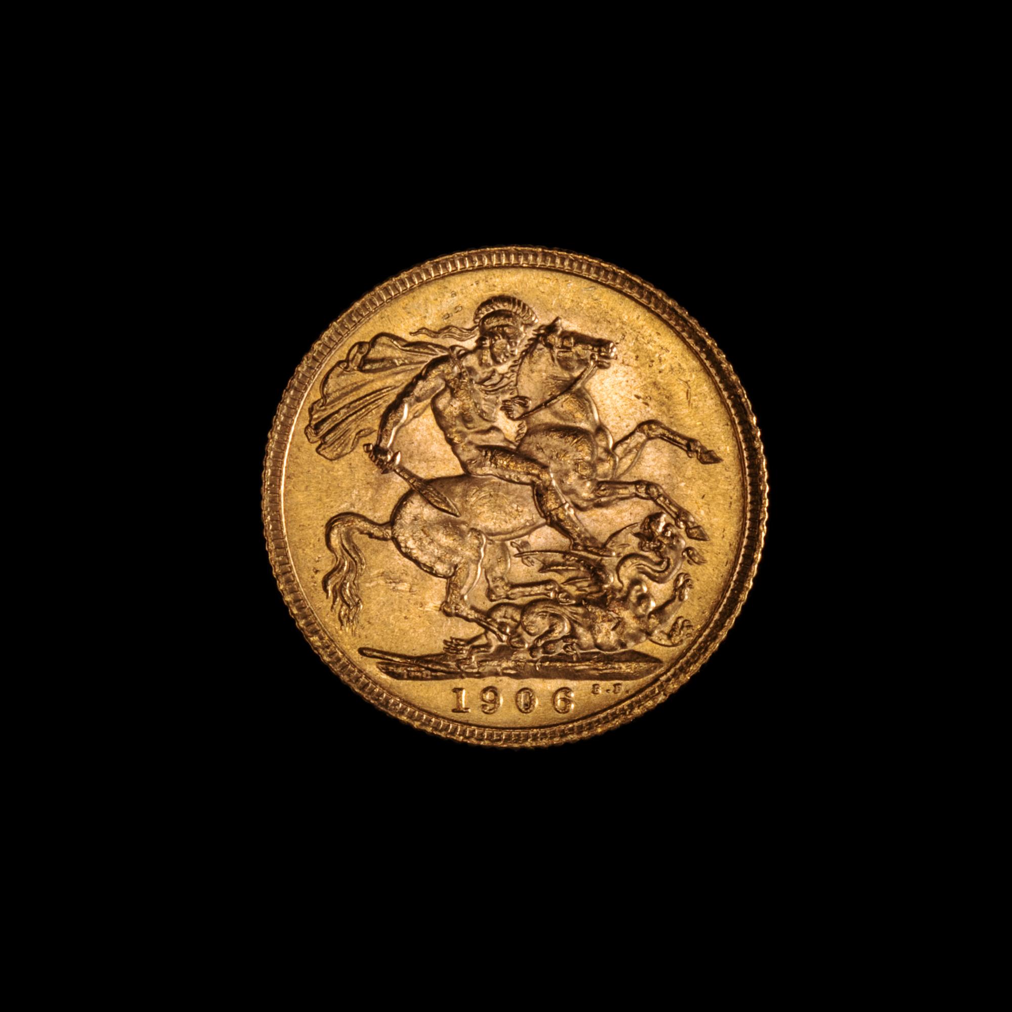 A United Kingdom 1906 Sovereign: Edward VII-London Mint Gold Coin