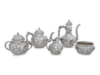 An American Silver Repoussé Five-Piece Tea and Coffee Service
